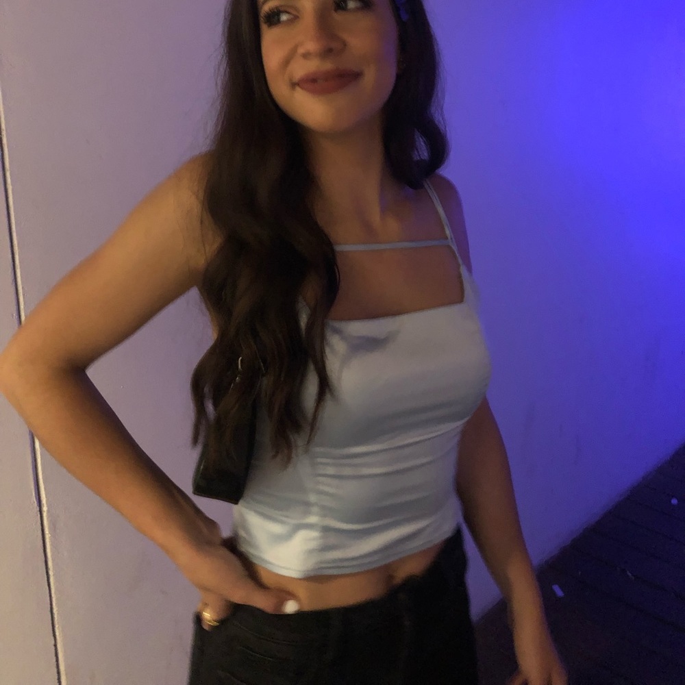 Blue satin urban outfitters top